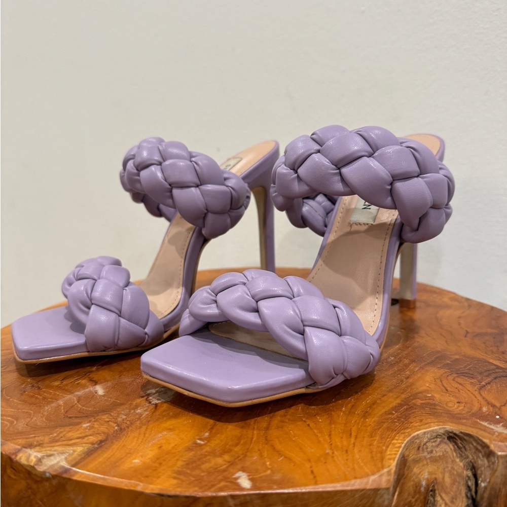 Steve Madden Kenley Vegan Leather Braided Heel Sandals, Purple, Size 6.5